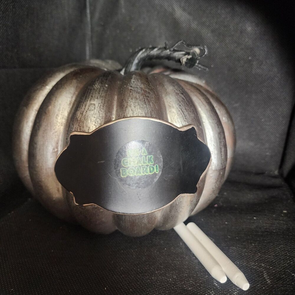 Silver Pumpkin W/chalkboard On The Front 2 pieces Chalk Included